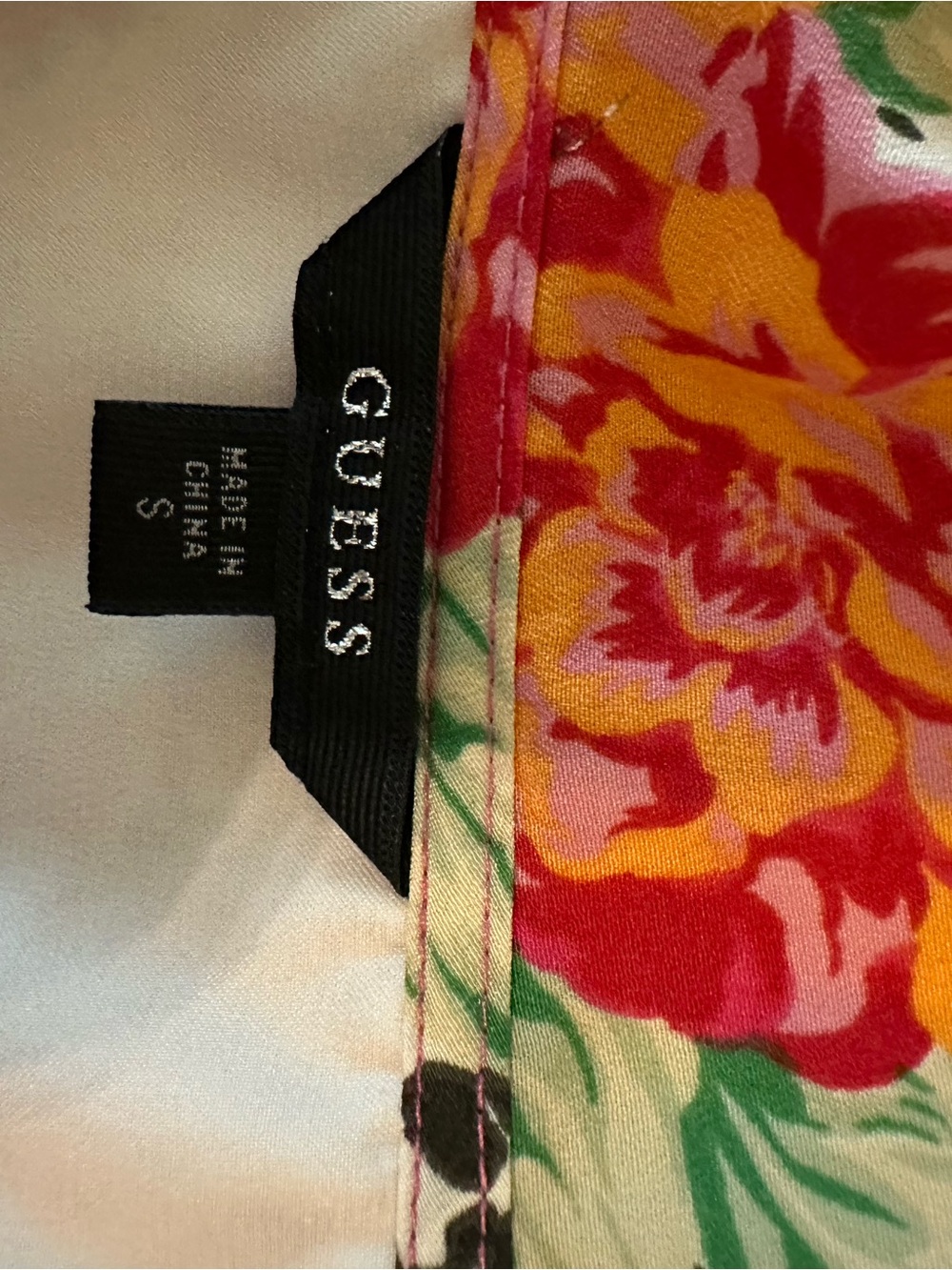GUESS Floral Wrap Mini Dress in Yellow,  tiger spots, Pink & Cream - Picture 6 of 6